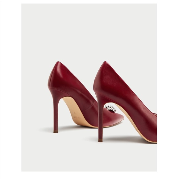 ZARA- PREMIUM LEATHER HEELS  WITH GEM DETAIL🍁🍂🌷 - Picture 6 of 8